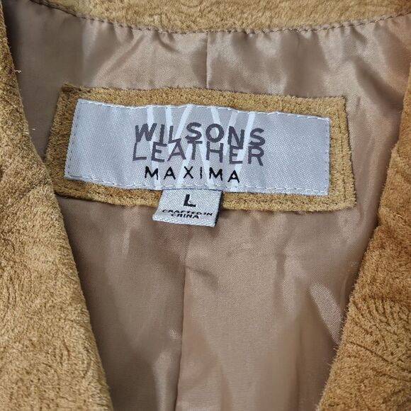Wilson's Leather Maxima Women's Suede Caramel jacket Size L - Picture 13 of 15